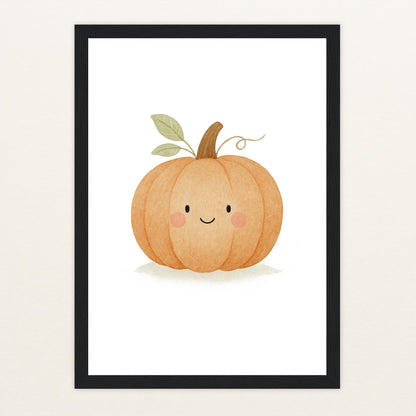 Gemüse: Kürbis Poster mit Holzrahmen von tinylearner