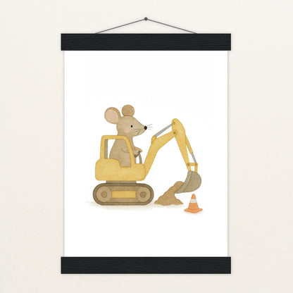 Mimi die Maus - Motiv: "Bagger" Poster mit Leisten von tinylearner