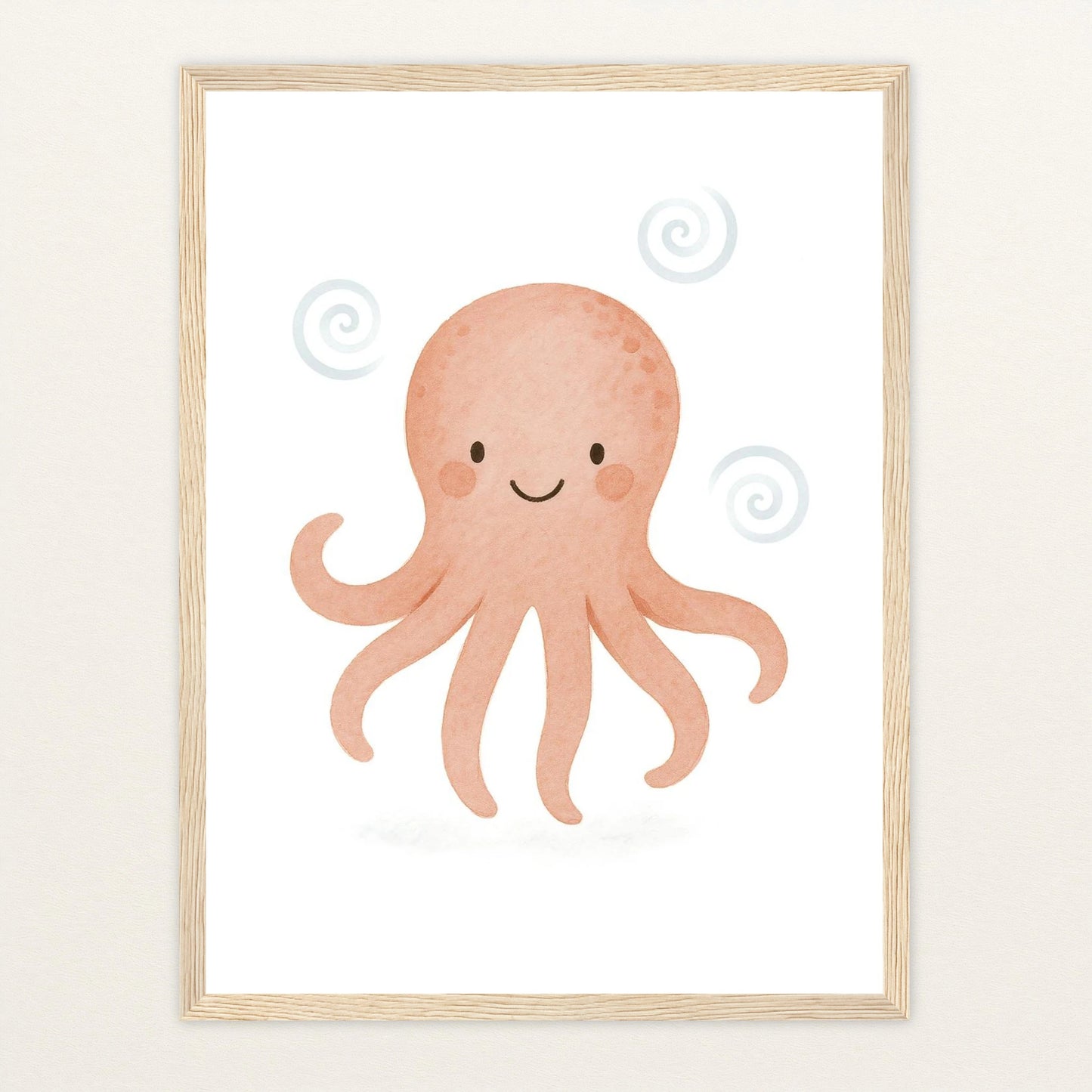 Tilli der Tintenfisch Poster mit Holzrahmen von tinylearner