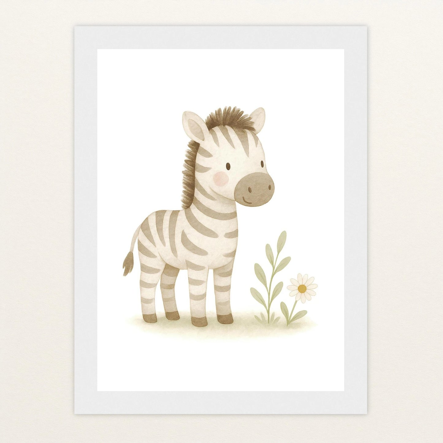 Zinni das Zebra Poster mit Holzrahmen von tinylearner