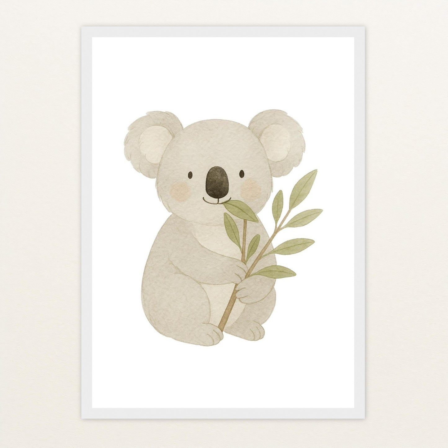 Kori der Koala - Motiv: "Eukalyptus" Poster mit Holzrahmen von tinylearner