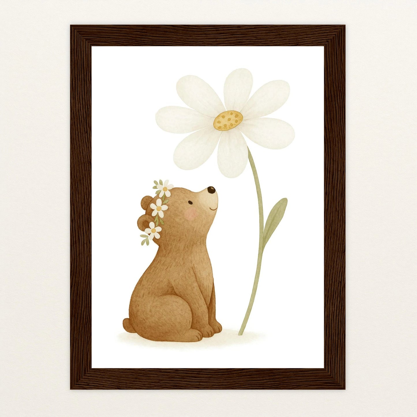 Balu der Bär - Motiv: "Gänseblümchen" Poster mit Holzrahmen von tinylearner