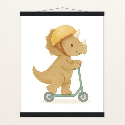 Dinosaurier Triceratops - Motiv: "Roller" Poster mit Leisten von tinylearner