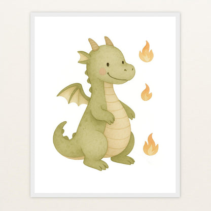 Drax der Drache Poster mit Holzrahmen von tinylearner