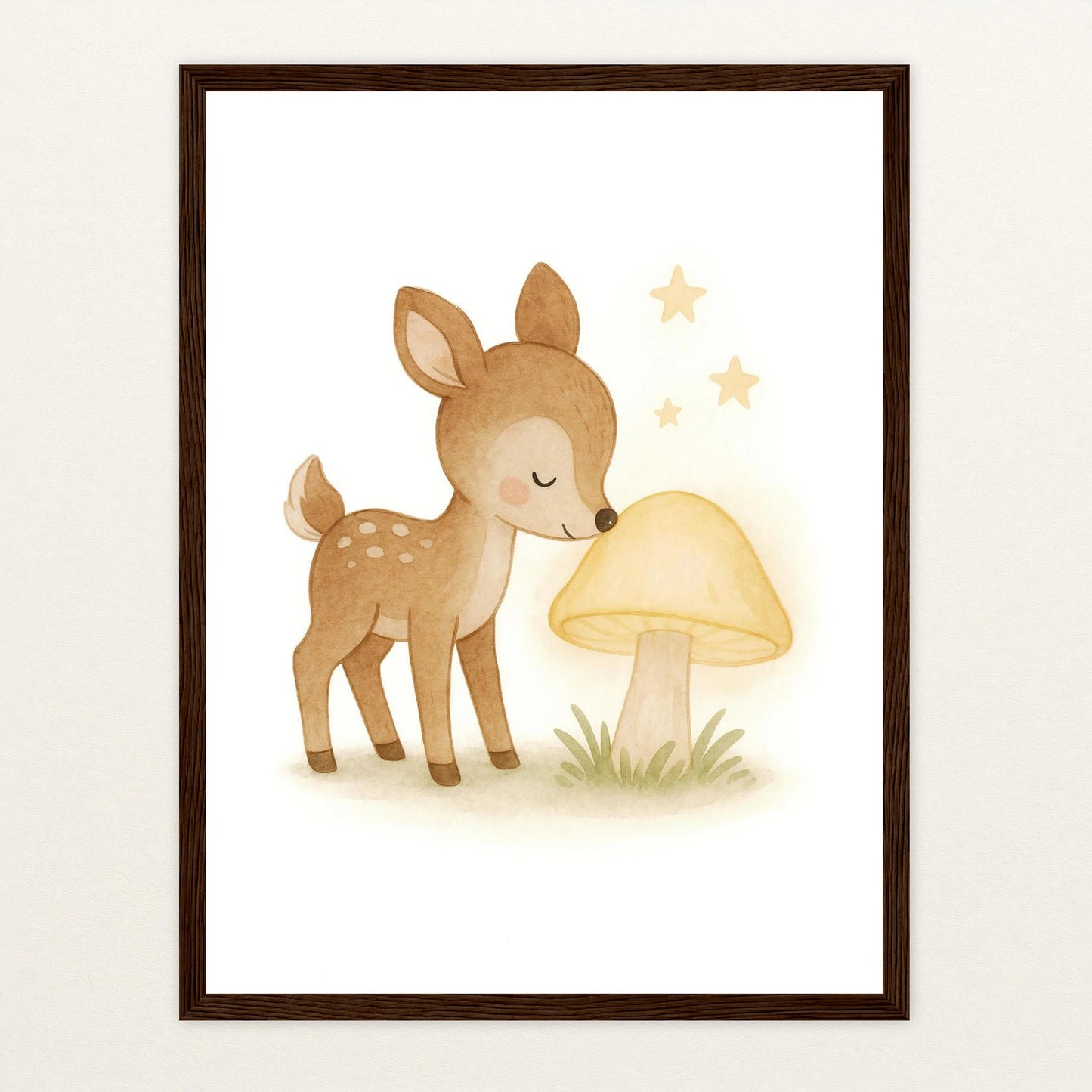 Ria das Reh - Motiv: "Leuchtpilz" Poster mit Holzrahmen von tinylearner