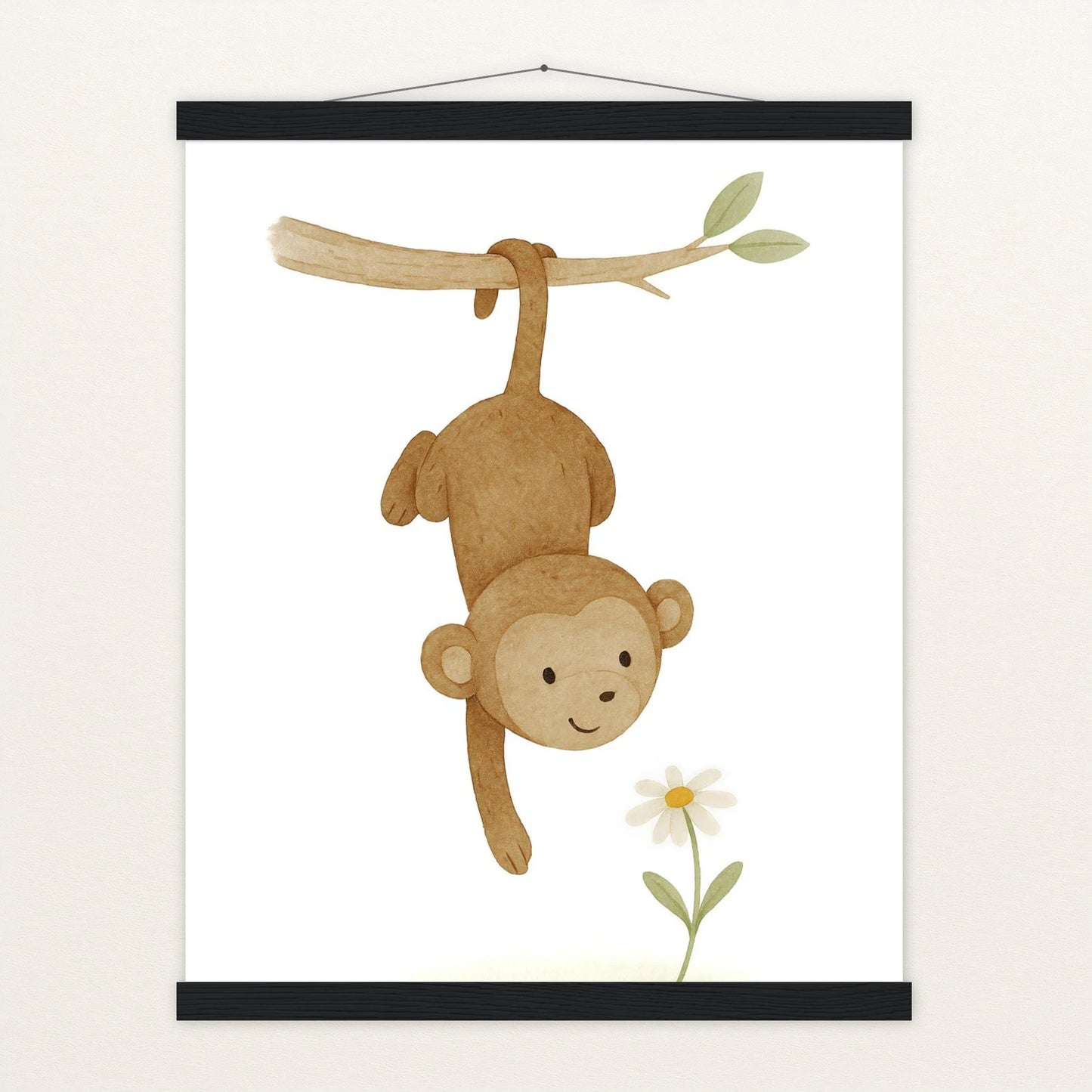 Aki der Affe - Motiv: "Gänseblümchen" Poster mit Leisten von tinylearner