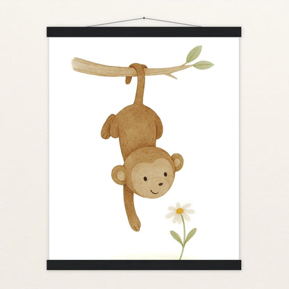 Aki der Affe - Motiv: "Gänseblümchen" Poster mit Leisten von tinylearner