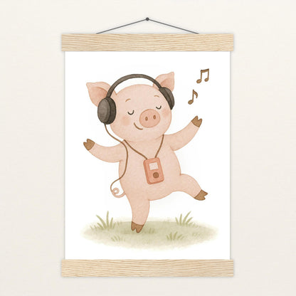 Susi das Schwein - Motiv: "Musik" Poster mit Leisten von tinylearner