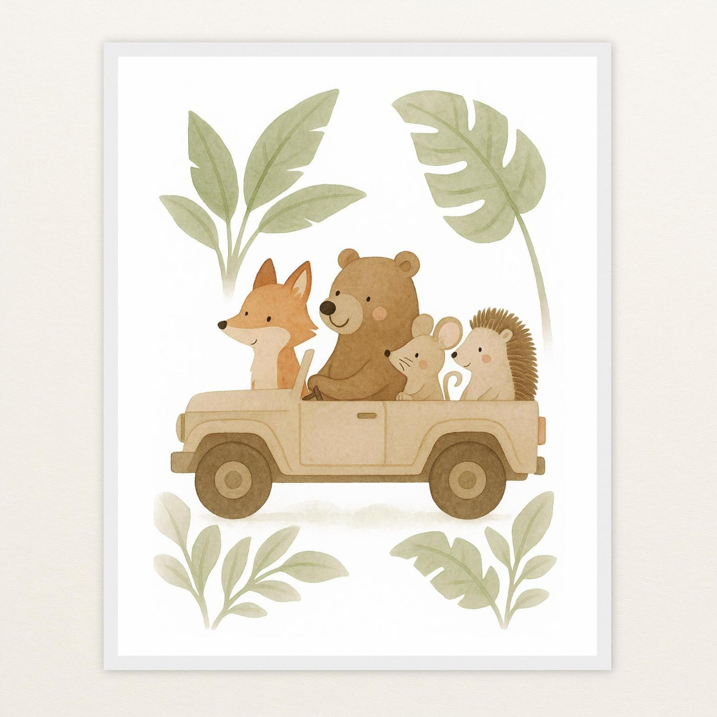 Tierfreunde - Motiv: "Safari" Poster mit Holzrahmen von tinylearner