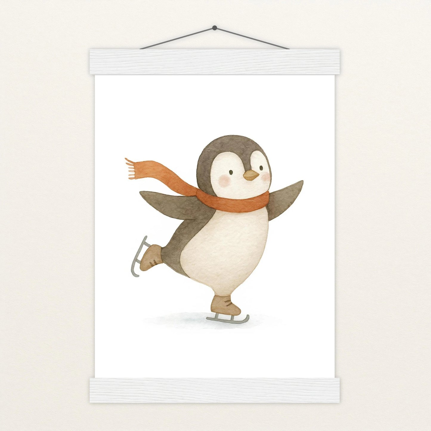 Pia der Pinguin - Motiv: "Eislaufen" Poster mit Leisten von tinylearner