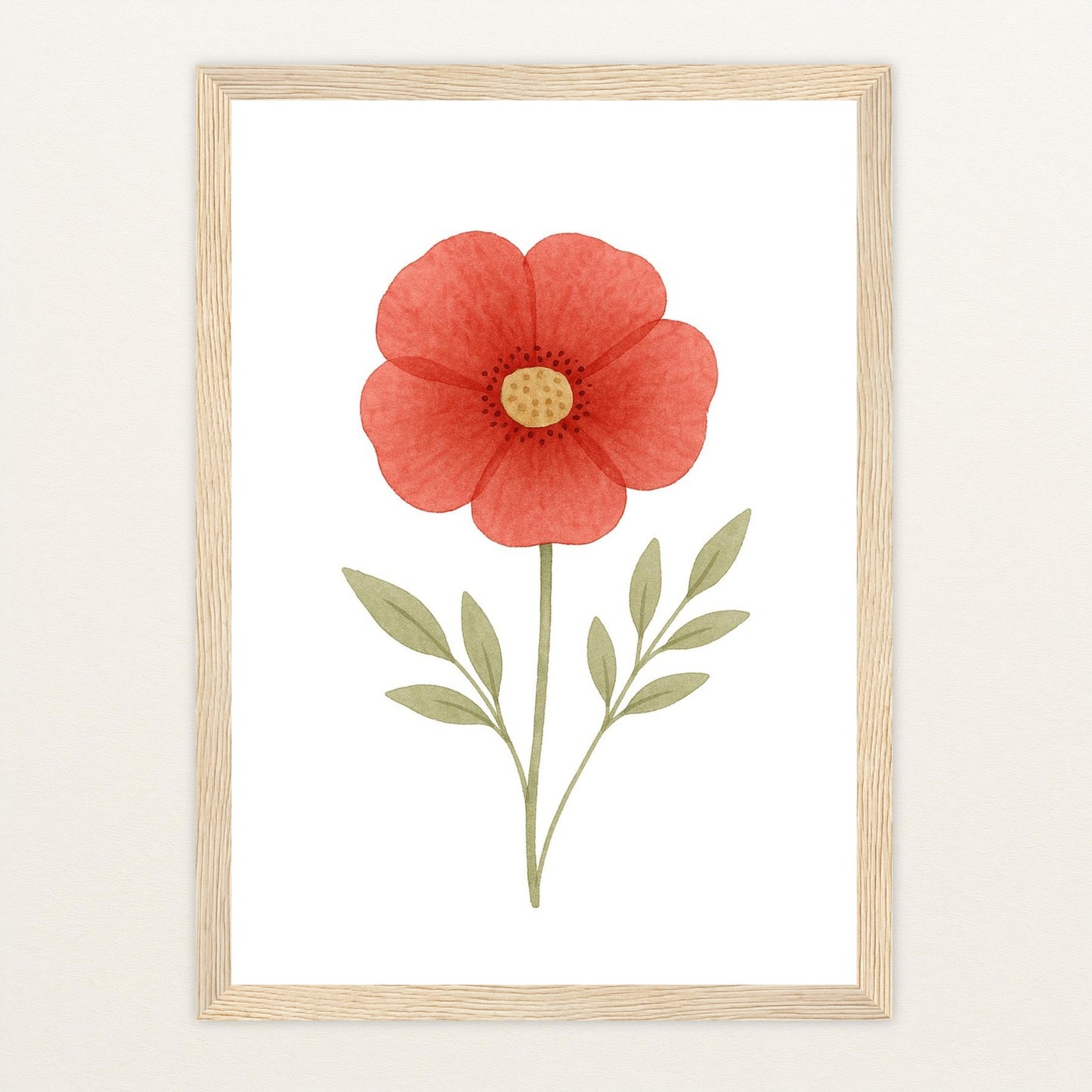 Mohnblume Poster mit Holzrahmen von tinylearner