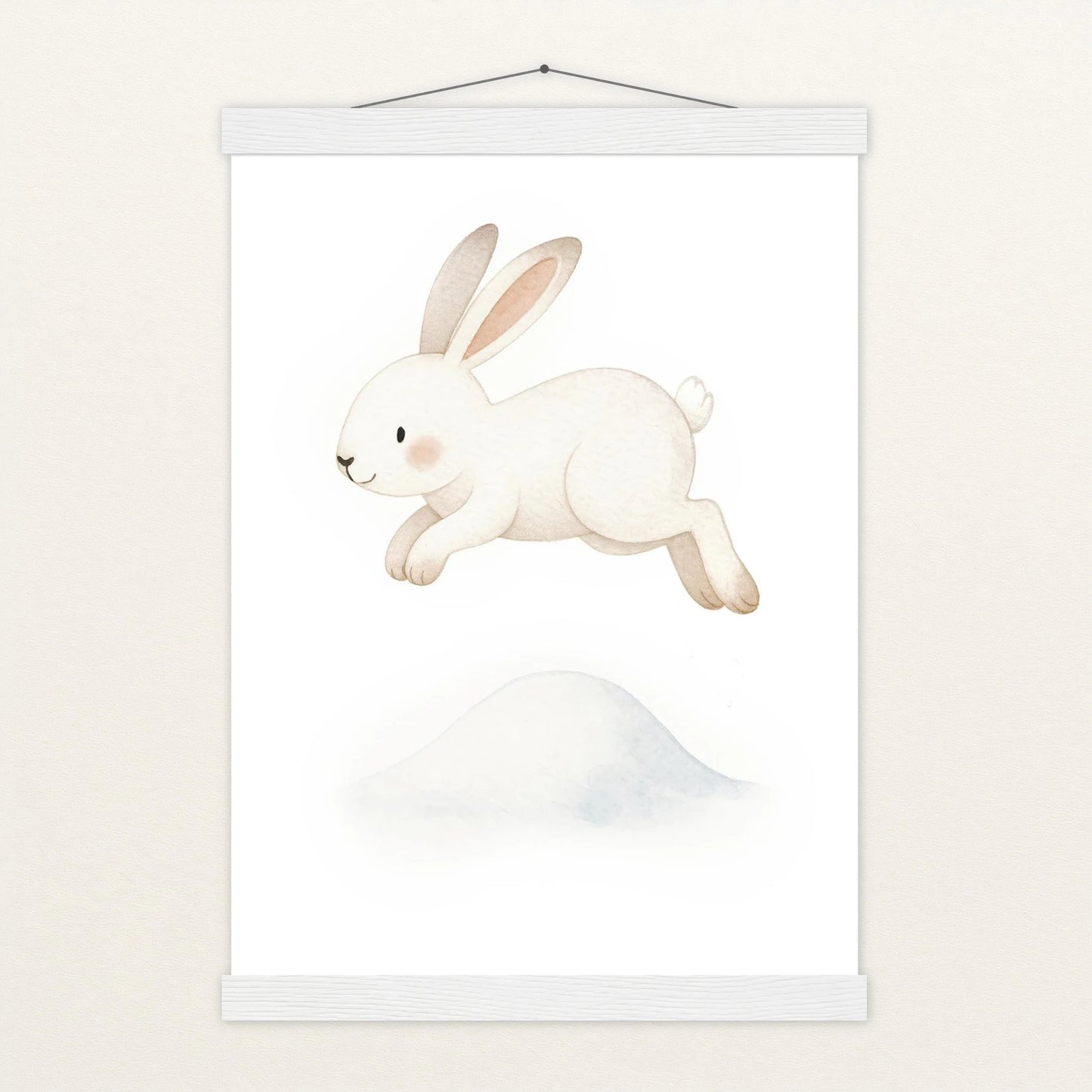 Sina der Schneehase - Motiv: "Schneehügel" Poster mit Leisten von tinylearner