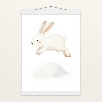 Sina der Schneehase - Motiv: "Schneehügel" Poster mit Leisten von tinylearner