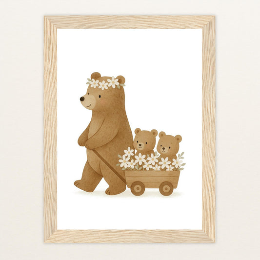 Balu der Bär - Motiv: "Bollerwagen" Poster mit Holzrahmen von tinylearner