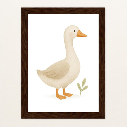 Gusi die Gans Poster mit Holzrahmen von tinylearner
