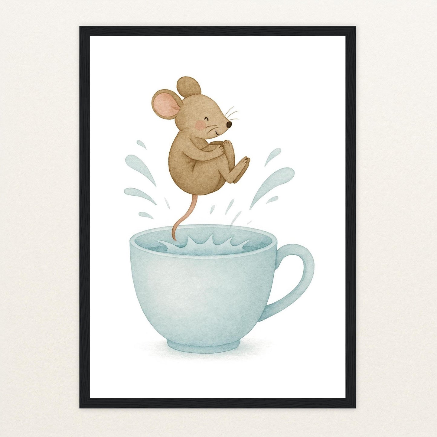 Mimi die Maus - Motiv: "Pool" Poster mit Holzrahmen von tinylearner