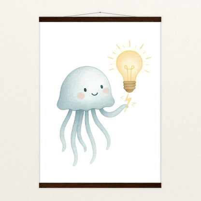 Quinn die Qualle - Motiv: "Glühbirne" Poster mit Leisten von tinylearner