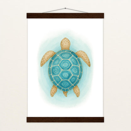 Sora die Schildkröte - Motiv: "Treiben" Poster mit Leisten von tinylearner