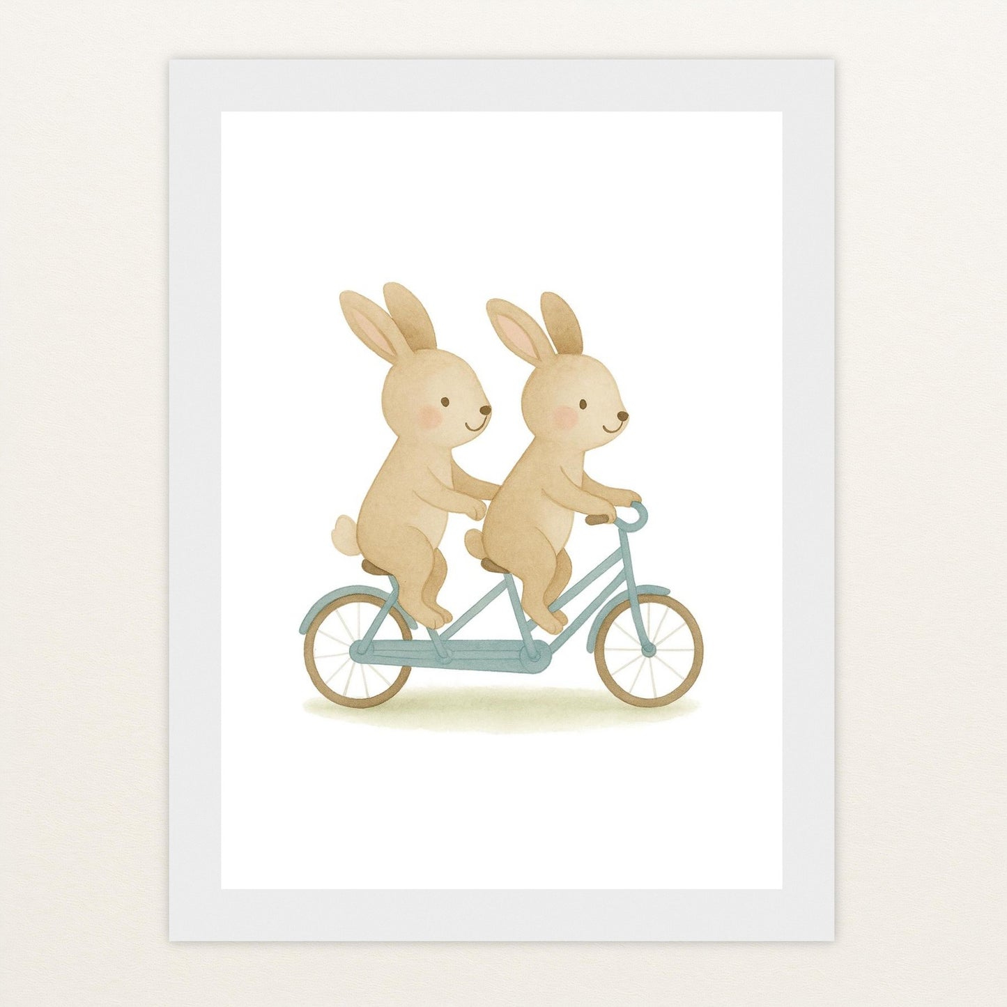Holly der Hase - Motiv: "Tandem" Poster mit Holzrahmen von tinylearner