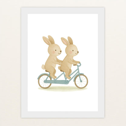 Holly der Hase - Motiv: "Tandem" Poster mit Holzrahmen von tinylearner