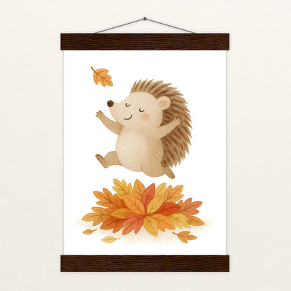 Iggi der Igel - Motiv: "Laub" Poster mit Leisten von tinylearner
