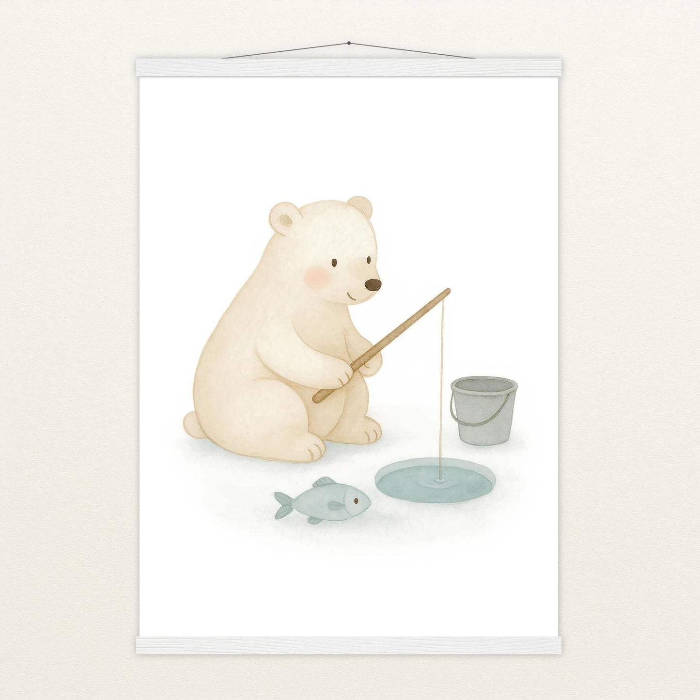 Pummel der Polarbär - Motiv: "Angeln" Poster mit Leisten von tinylearner
