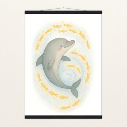 Dora der Delfin - Motiv: "Leuchtfische" Poster mit Leisten von tinylearner