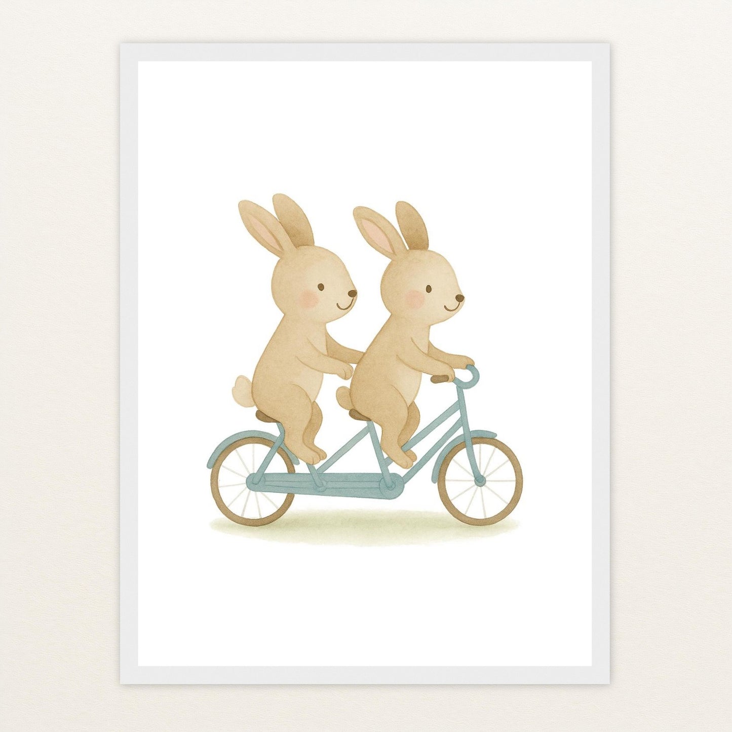 Holly der Hase - Motiv: "Tandem" Poster mit Holzrahmen von tinylearner