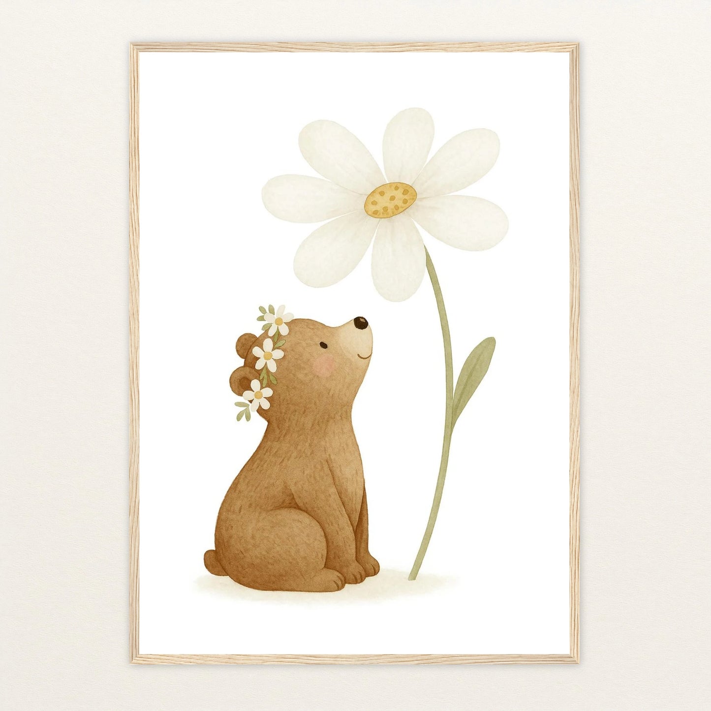 Balu der Bär - Motiv: "Gänseblümchen" Poster mit Holzrahmen von tinylearner