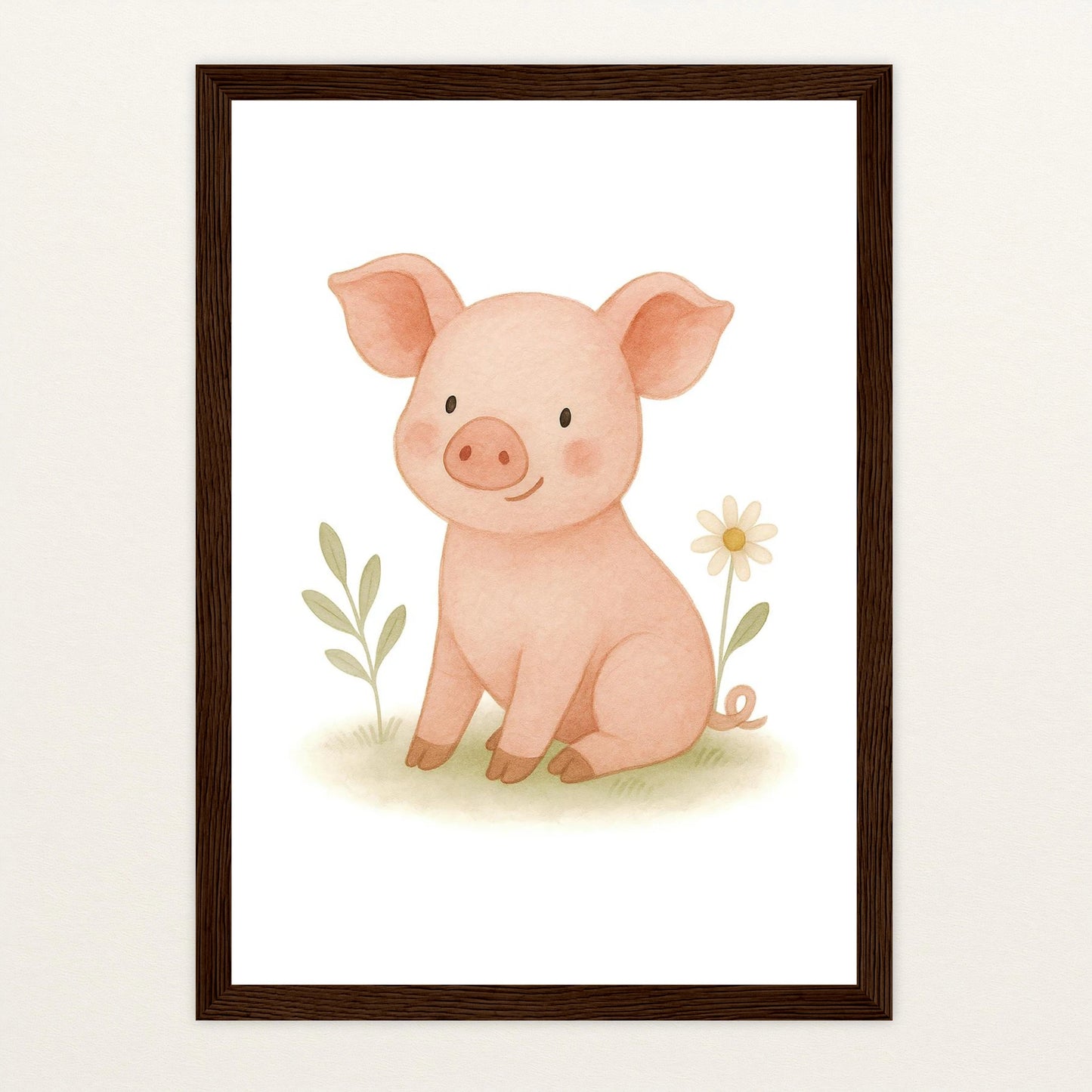 Susi das Schwein Poster mit Holzrahmen von tinylearner