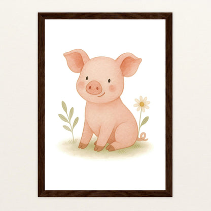 Susi das Schwein Poster mit Holzrahmen von tinylearner