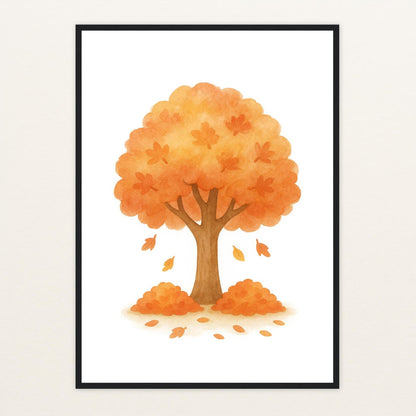 Ahornbaum Poster mit Holzrahmen von tinylearner