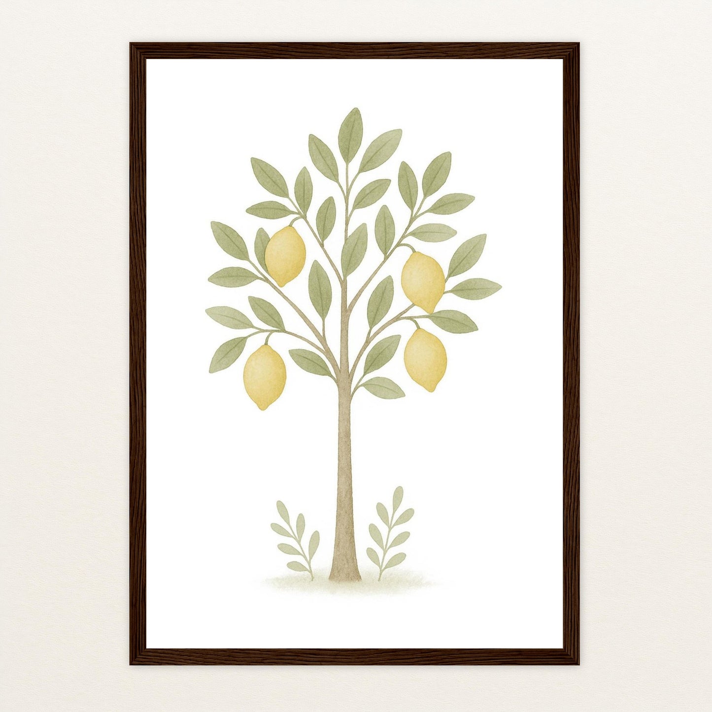 Zitronenbaum Poster mit Holzrahmen von tinylearner