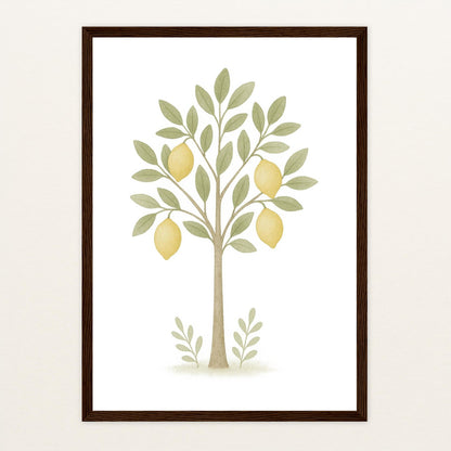 Zitronenbaum Poster mit Holzrahmen von tinylearner