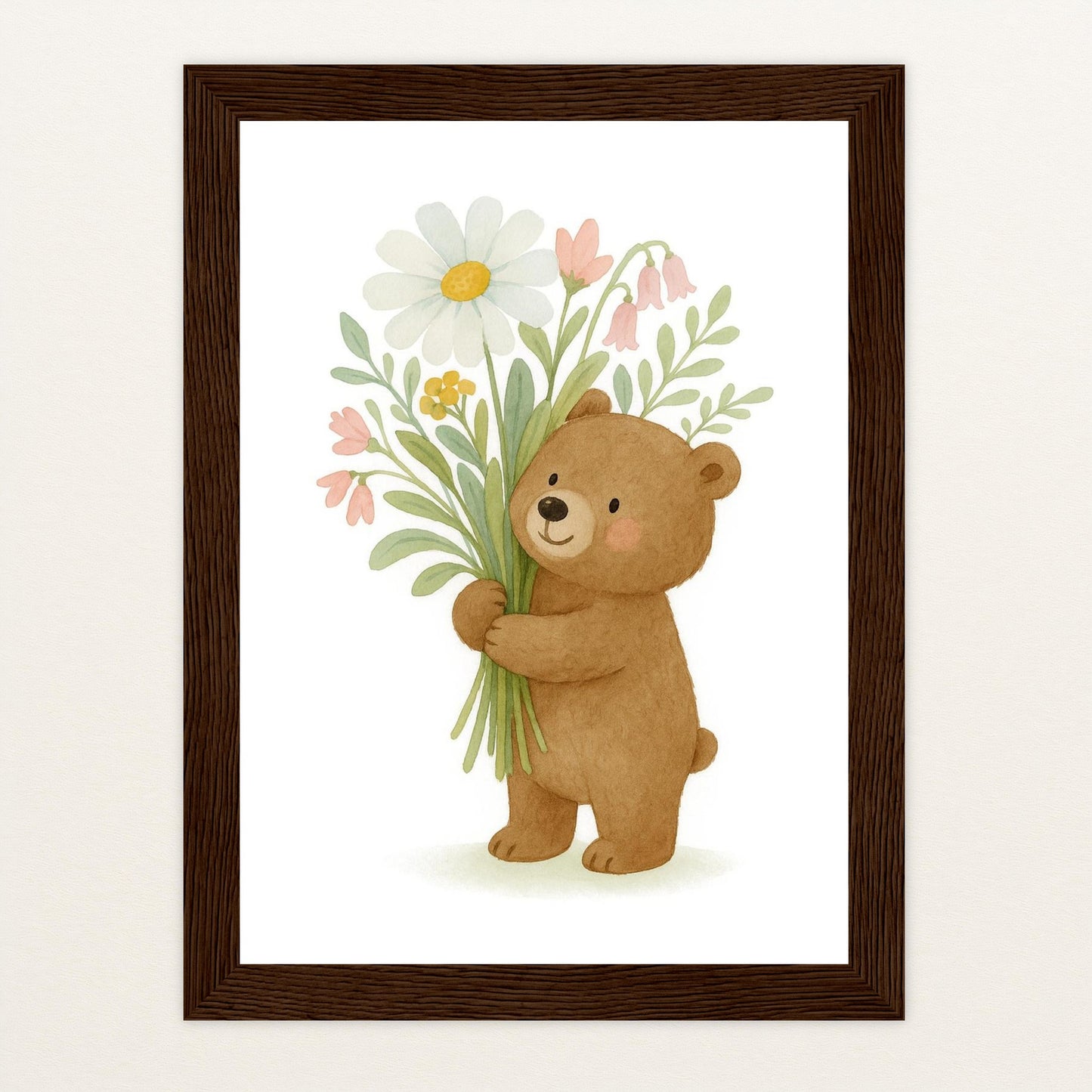 Balu der Bär - Motiv: "Blumenstrauß" Poster mit Holzrahmen von tinylearner