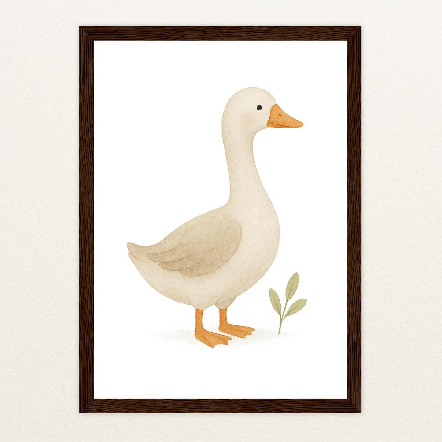Gusi die Gans Poster mit Holzrahmen von tinylearner