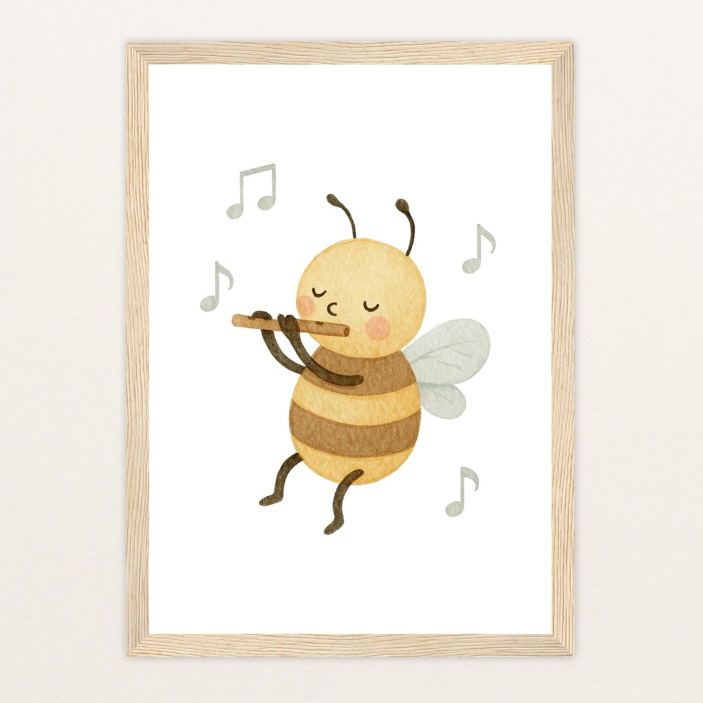 Bibi die Biene - Motiv: "Flöte" Poster mit Holzrahmen von tinylearner