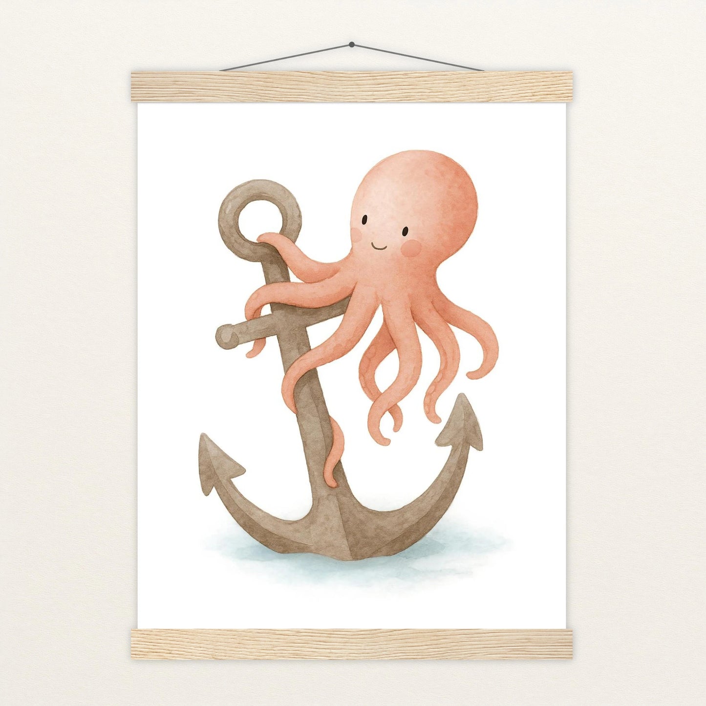 Tilli der Tintenfisch - Motiv: "Anker" Poster mit Leisten von tinylearner