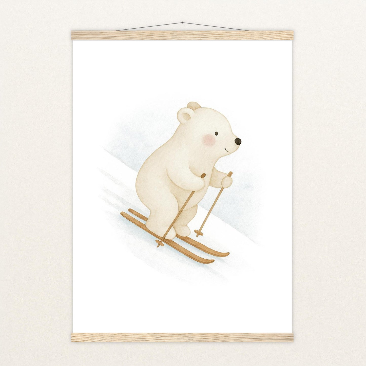 Pummel der Polarbär - Motiv: "Ski" Poster mit Leisten von tinylearner