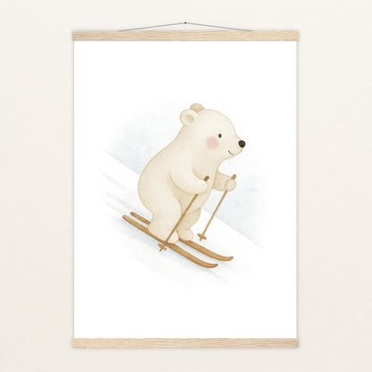 Pummel der Polarbär - Motiv: "Ski" Poster mit Leisten von tinylearner