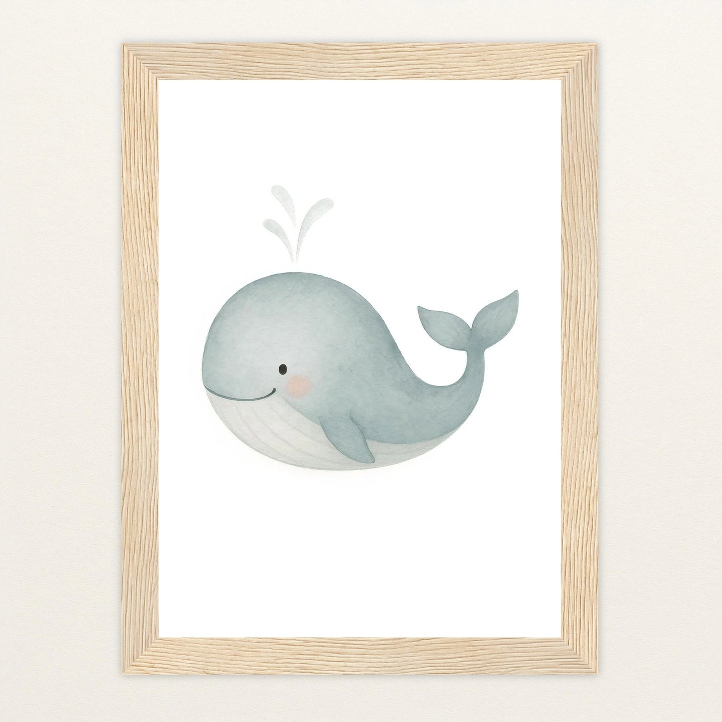 Willi der Wal Poster mit Holzrahmen von tinylearner