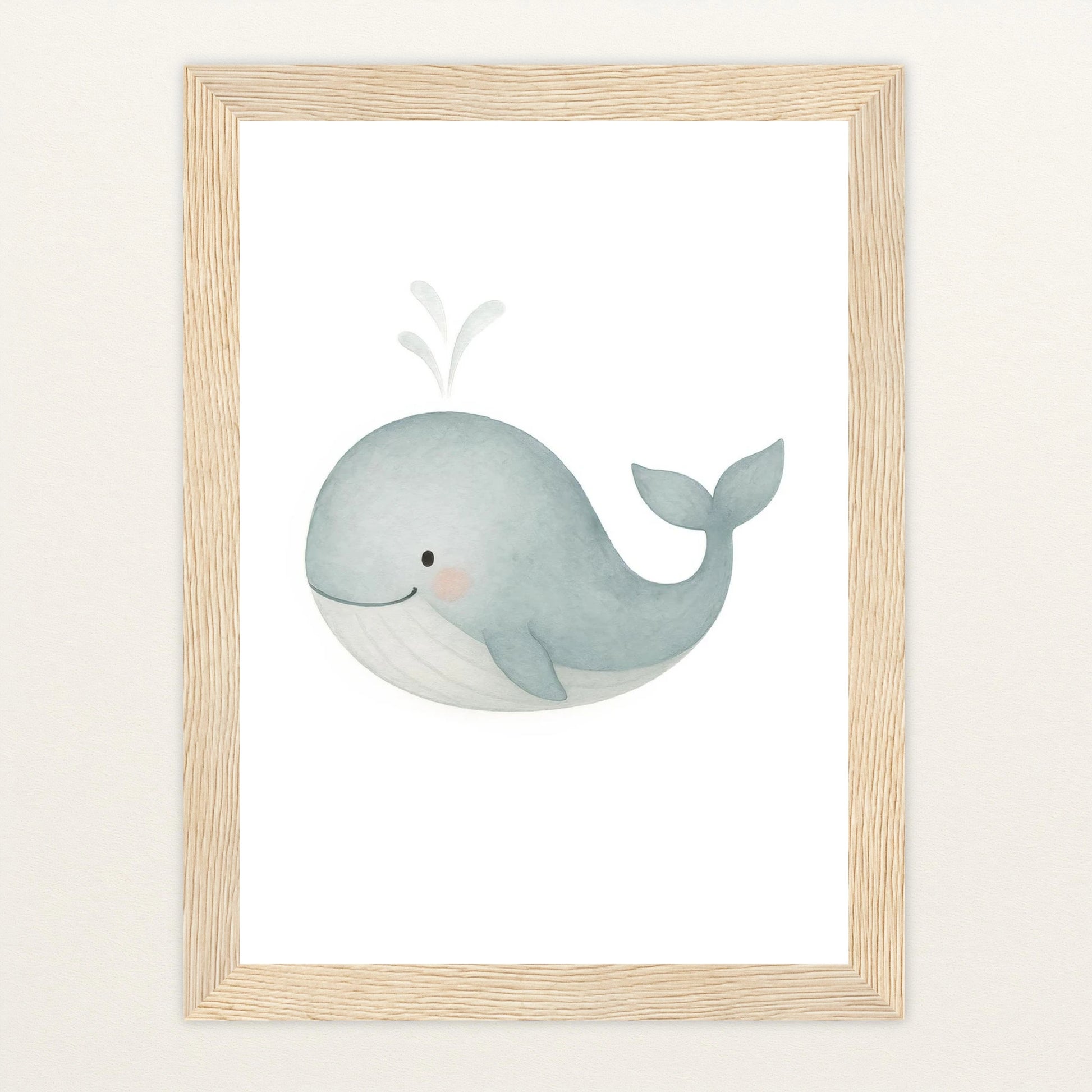 Willi der Wal Poster mit Holzrahmen von tinylearner