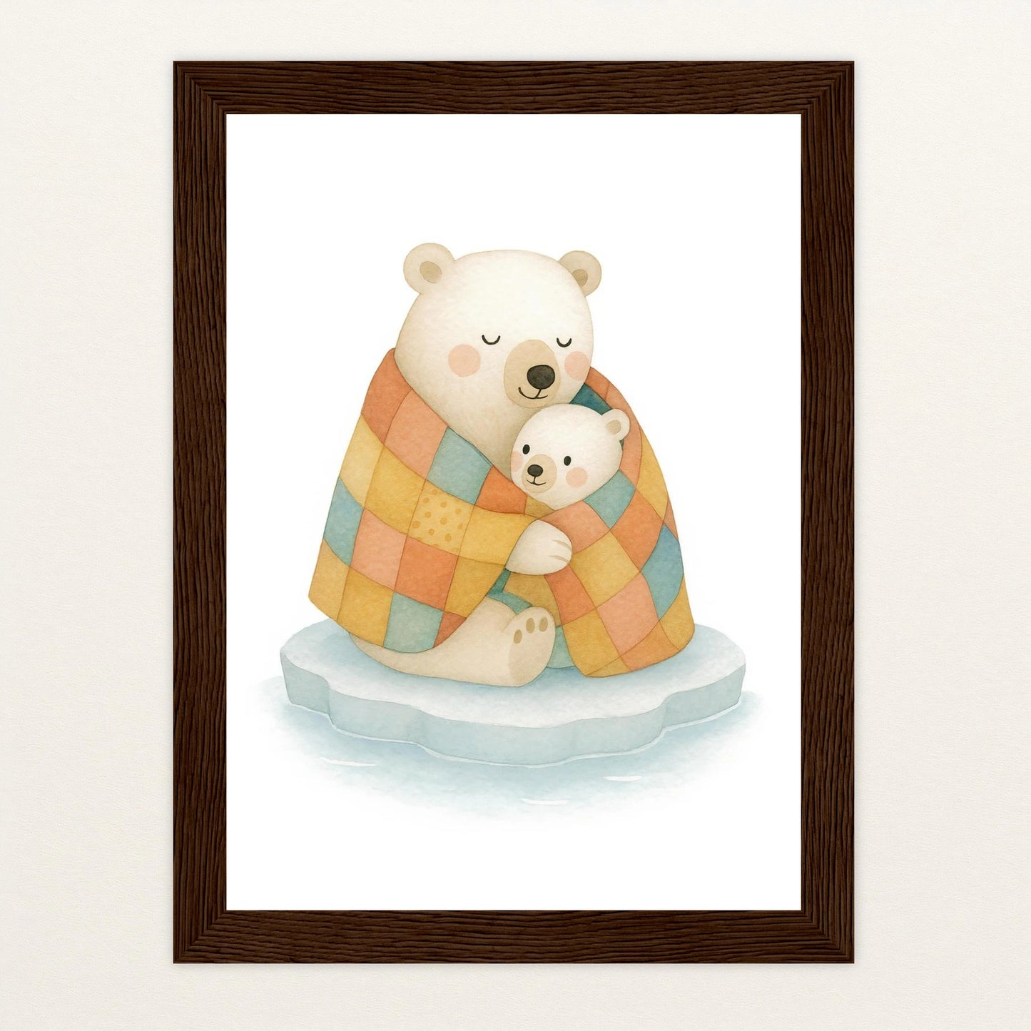 Pummel der Polarbär - Motiv: "Familie" Poster mit Holzrahmen von tinylearner