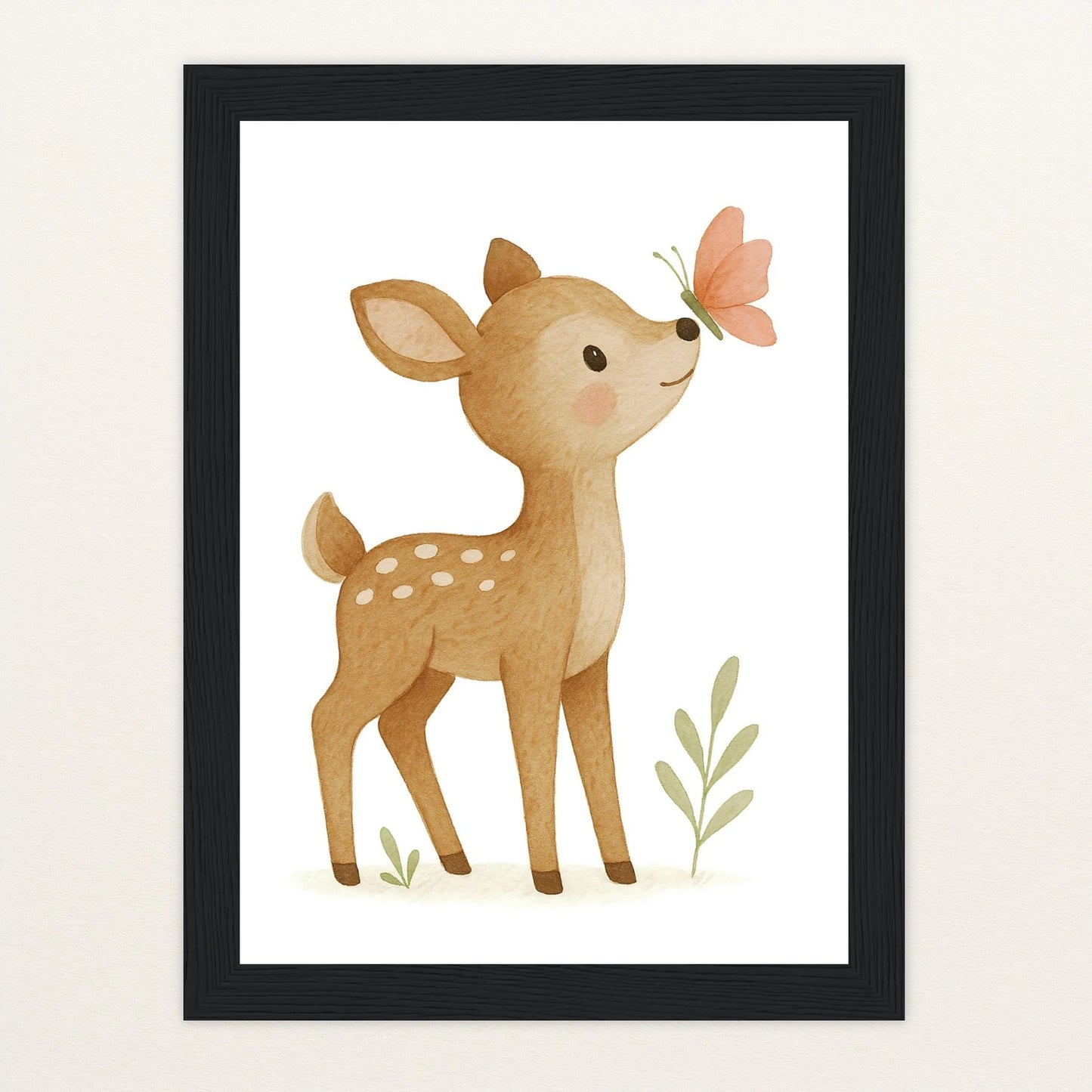 Ria das Reh - Motiv: "Schmetterling" Poster mit Holzrahmen von tinylearner