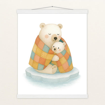 Pummel der Polarbär - Motiv: "Familie" Poster mit Leisten von tinylearner