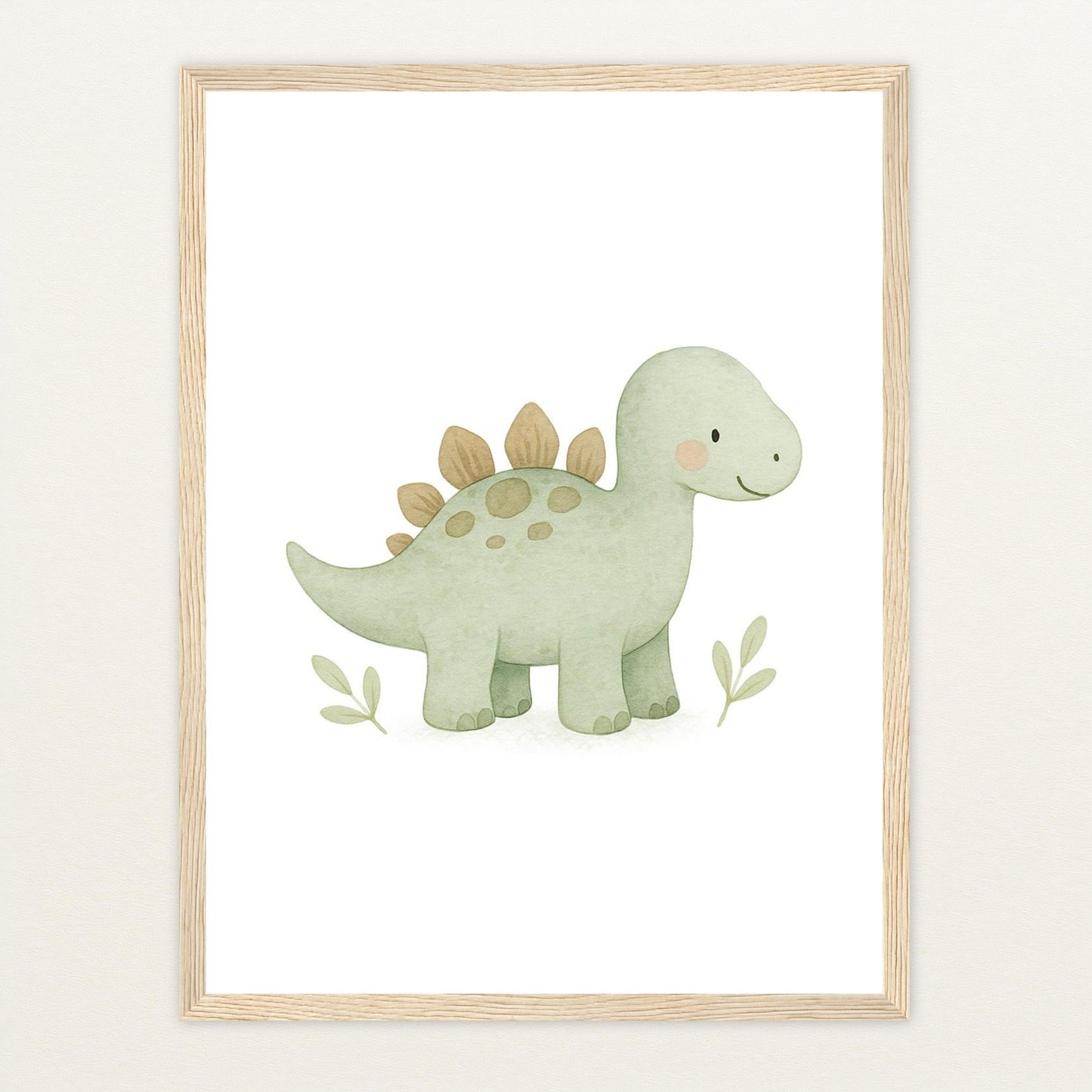 Dinosaurier Stegosaurus Poster mit Holzrahmen von tinylearner