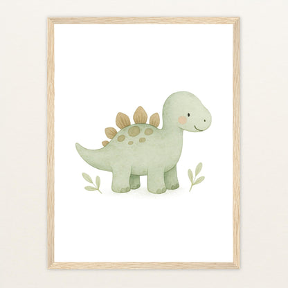 Dinosaurier Stegosaurus Poster mit Holzrahmen von tinylearner
