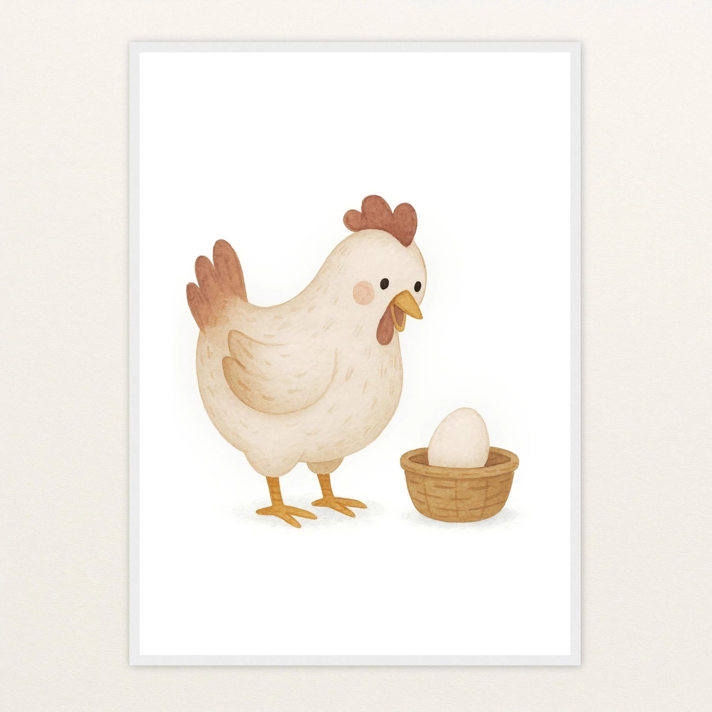 Hanni das Huhn - Motiv: "Ei" Poster mit Holzrahmen von tinylearner