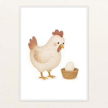 Hanni das Huhn - Motiv: "Ei" Poster mit Holzrahmen von tinylearner