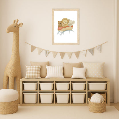 Tierfreunde - Motiv: "Achterbahn" Poster mit Holzrahmen von tinylearner